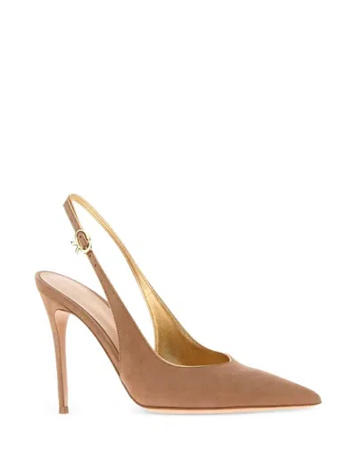 Gianvito Rossi 100mm Yves Slingback Suede Pumps In Brown