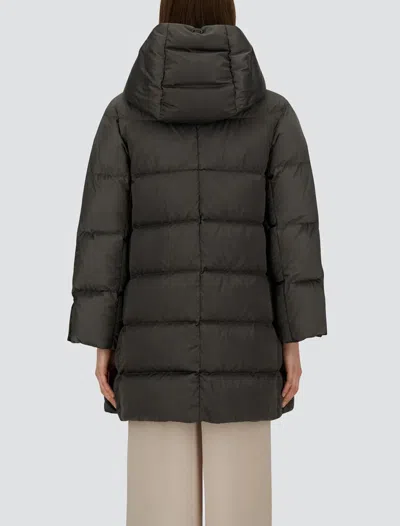 Herno A-shaped Down Jacket In High-density Satin In Gray