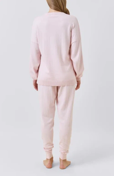 Papinelle Cotton Cashmere Crew Neck Long Sleeve Top In Pink