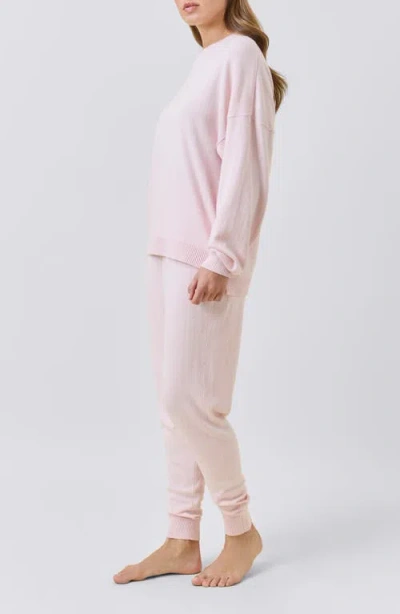 Papinelle Cotton Cashmere Crew Neck Long Sleeve Top In Pink