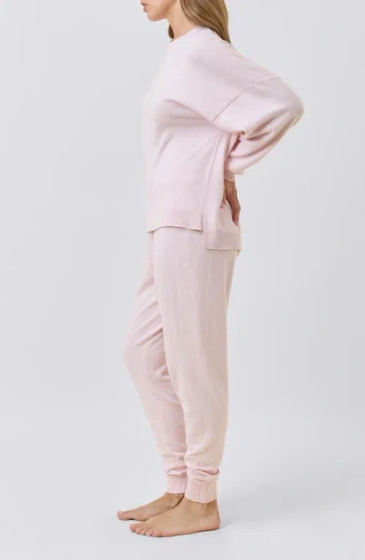 Papinelle Cotton Cashmere Crew Neck Long Sleeve Top In Pink