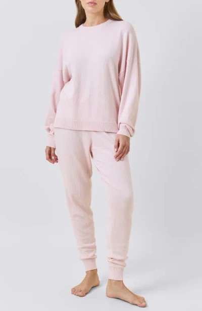 Papinelle Cotton Cashmere Crew Neck Long Sleeve Top In Pink