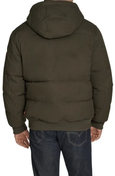 Levi's Men's Quilted Bomber With Hood Jacket In Green