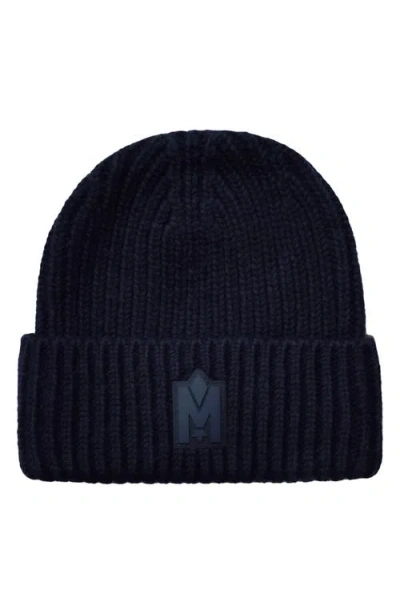 Mackage Jude Colorblock Wool Blend Rib Beanie In Blue