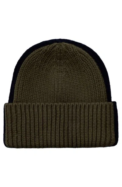 Mackage Jude Colorblock Wool Blend Rib Beanie In Blue