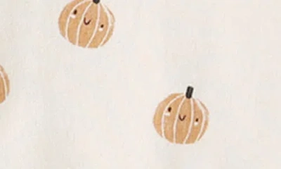 Quincy Mae Pumpkin Print Fleece Romper In White