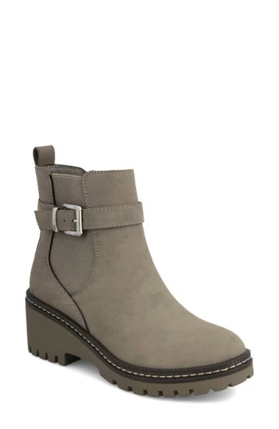 Mia Women's Elis Wedge Heel Buckled Ankle Booties In Gray