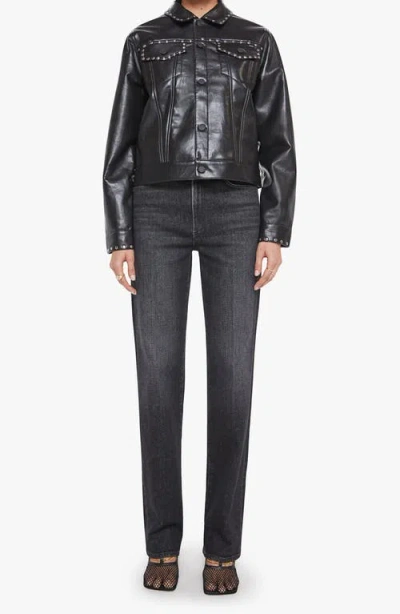 Mother The Bruiser Faux Leather Biker Jacket Black