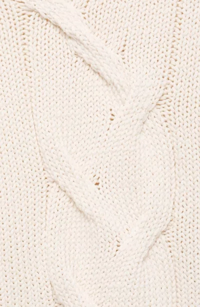 Mango Trenzas Cable Roll Neck Sweater In White