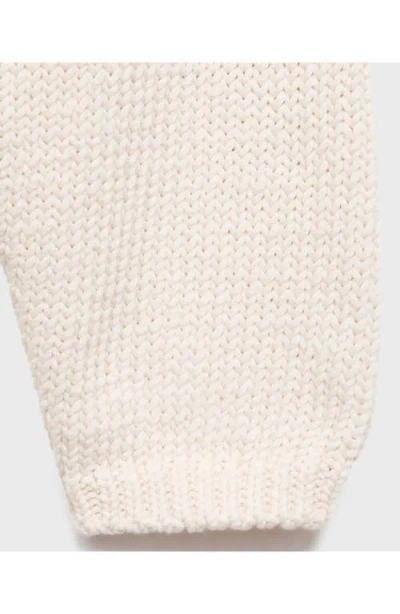 Mango Trenzas Cable Roll Neck Sweater In White