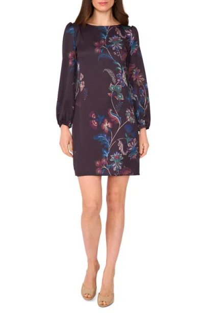 Vince Camuto Long Sleeve Satin Shift Dress In Blue