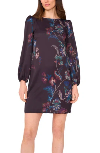 Vince Camuto Long Sleeve Satin Shift Dress In Blue