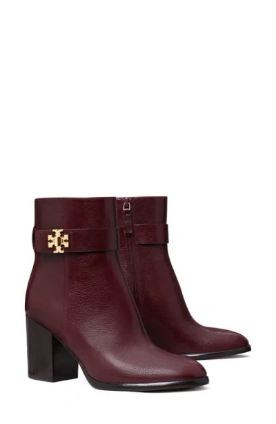Tory Burch Turnlock Heeled Ankle Boot In Burgundy