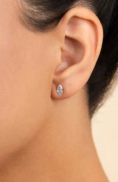 Sterling Forever Marquise-cut Cubic Zirconia Stud Earrings In Metallic
