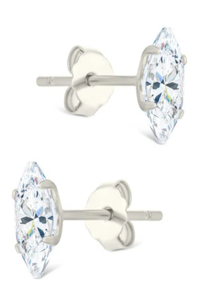 Sterling Forever Marquise-cut Cubic Zirconia Stud Earrings In Metallic