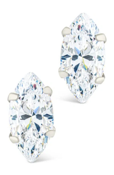 Sterling Forever Marquise-cut Cubic Zirconia Stud Earrings In Metallic