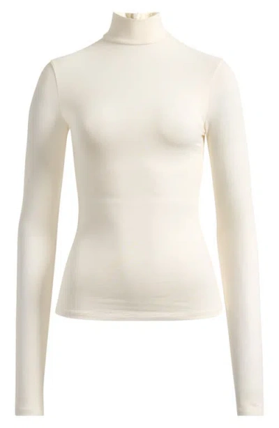 Skims Stretch Cotton Jersey Turtleneck Top In White