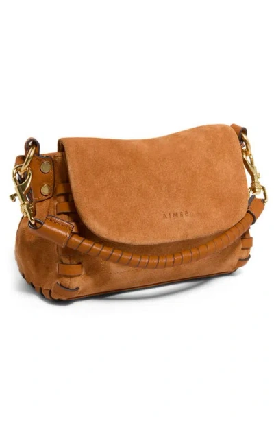 Aimee Mini Zen Leather Crossbody Bag In Brown