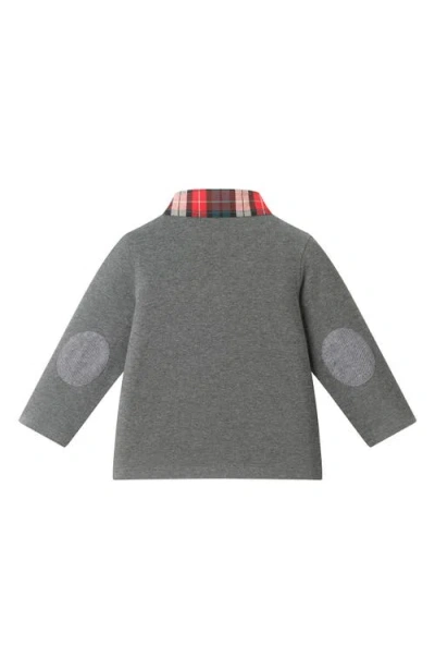 Andy & Evan Long Sleeve Stretch Cotton Polo & Drawstring Pants Set In Gray