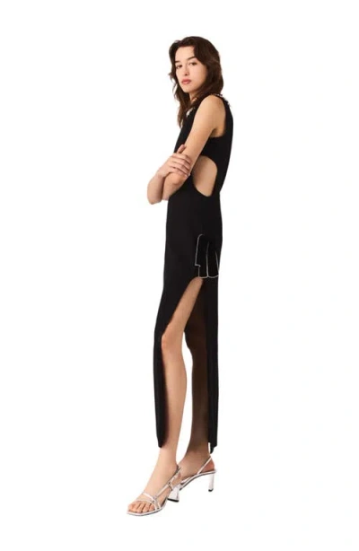 Maje Jewel-collar Maxi Dress In Black