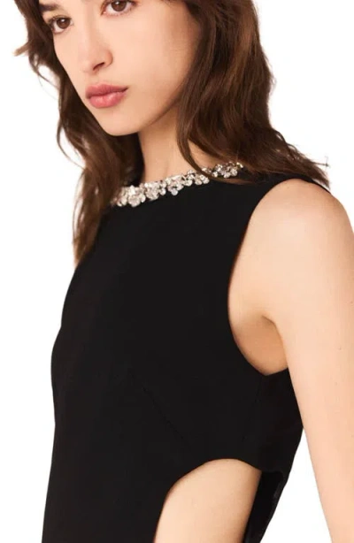 Maje Jewel-collar Maxi Dress In Black