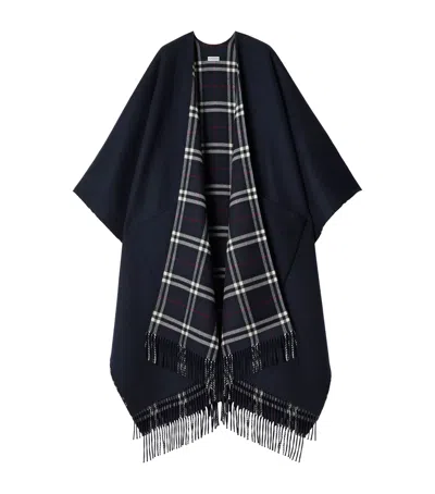 Burberry Wool-cashmere Reversible Cape In Black