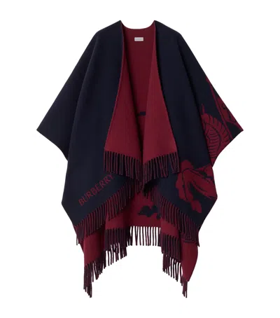 Burberry Wool-cashmere Ekd Reversible Cape In Red