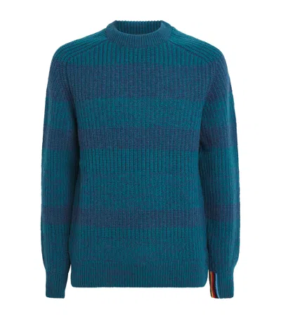 Barbour X Paul Smith Wool Saddle Sweater In Blue