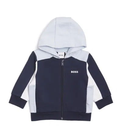 Bosswear Logo Zip-up Hoodie In Blue