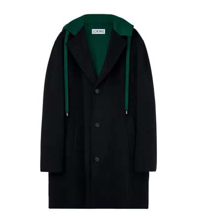 Loewe Wool-cashmere Duffle Coat In Black