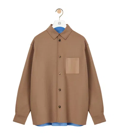 Loewe Camel-colored Virgin Wool And Cashmere Jacket-shirt Men In Brown