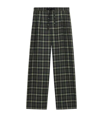 Loewe Wool-blend Check Drawstring-waist Trousers In Multi