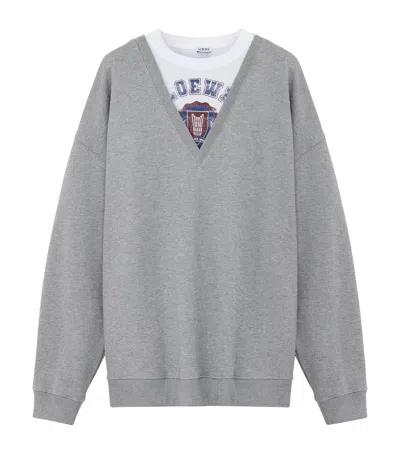 Loewe Layered Logo-print Sweatshirt In Gray