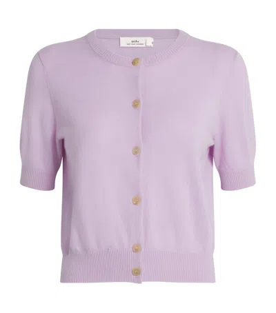 Arch 4 Cashmere Stanley Cropped Cardigan In Purple
