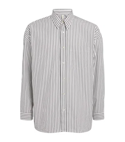 Sunflower Vertical Striped Charcoal Shirt With Classic Collar And Buttoned Cuffs In Neutral