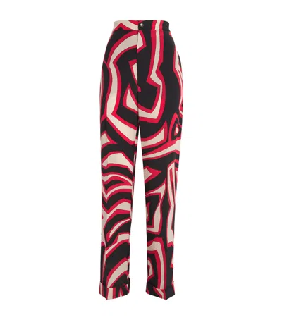 Pucci Silk Labirinto Print Trousers In Red