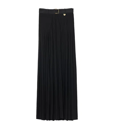 Burberry Bar Pleated Maxi Skirt With Belt In Black