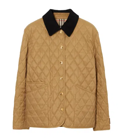 Burberry Giacca Trapuntata Con Colletto In Velluto In Brown