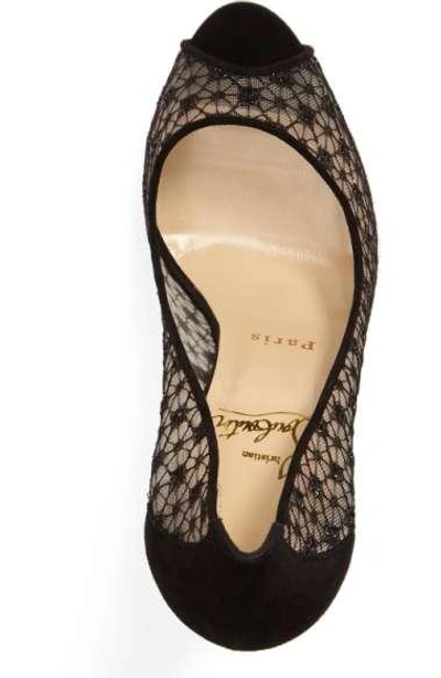 Shop Christian Louboutin Very Lace Platform Pump In Black Mesh