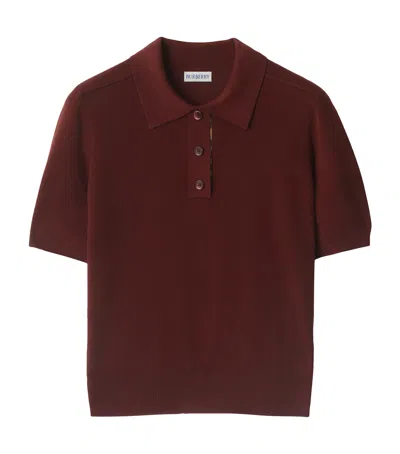 Burberry Bordeaux Wool Polo Shirt Women In Brown