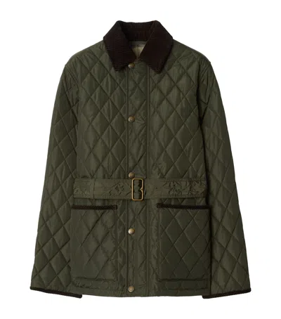 Burberry Dark Green Quilted Nylon Jacket Women In Green