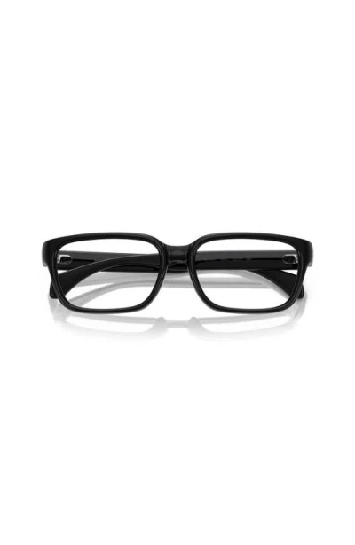 Moncler 57mm Rectangle Optical Glasses In Black