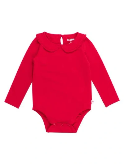 Rufflebutts Baby Girls Knit Long Sleeve Ruffle Peter Pan Bodysuit In Red