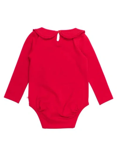 Rufflebutts Baby Girls Knit Long Sleeve Ruffle Peter Pan Bodysuit In Red