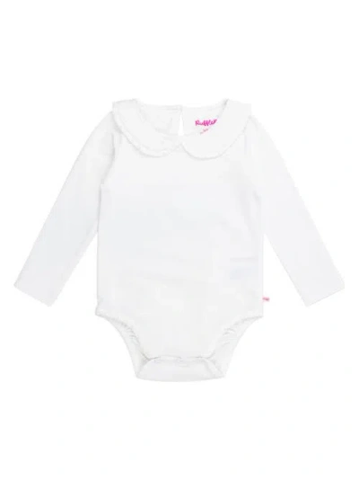 Rufflebutts Baby Girls Knit Long Sleeve Ruffle Peter Pan Bodysuit In White