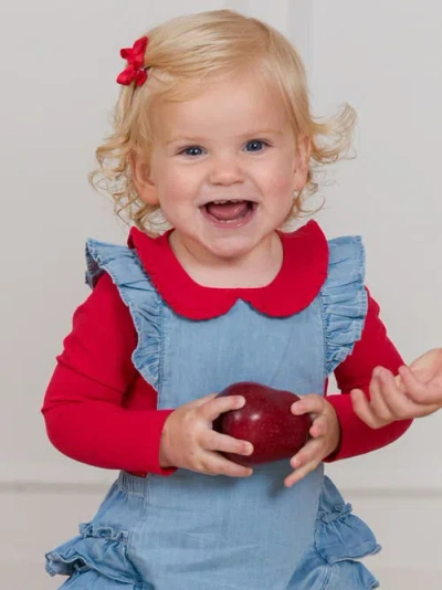 Rufflebutts Baby Girls Knit Long Sleeve Ruffle Peter Pan Bodysuit In Red