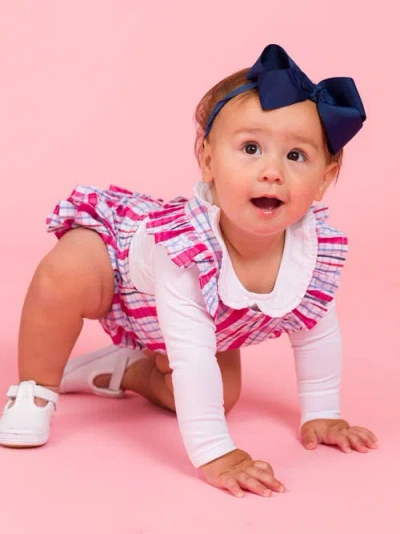 Rufflebutts Baby Girls Knit Long Sleeve Ruffle Peter Pan Bodysuit In White