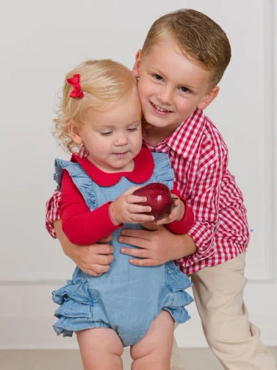 Rufflebutts Baby Girls Knit Long Sleeve Ruffle Peter Pan Bodysuit In Red