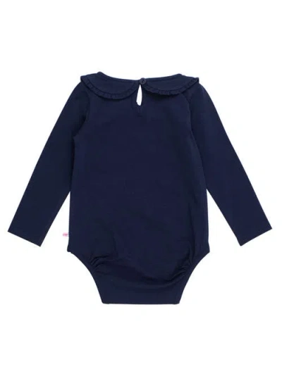 Rufflebutts Baby Girls Knit Long Sleeve Ruffle Peter Pan Bodysuit In Blue
