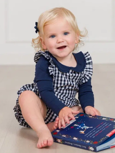 Rufflebutts Baby Girls Knit Long Sleeve Ruffle Peter Pan Bodysuit In Blue